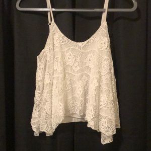 White Textured Flower Tank Top